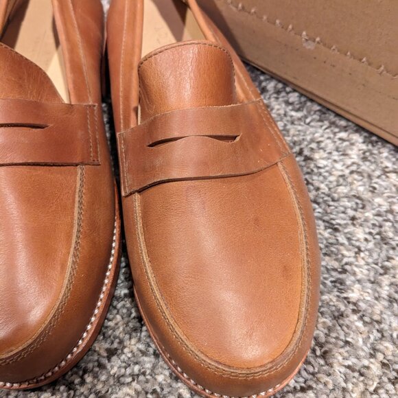 Adelante Shoe Handmade Custom - Classic Tan Leather Loafers - Slip on SZ 8.5 D - Picture 3 of 8